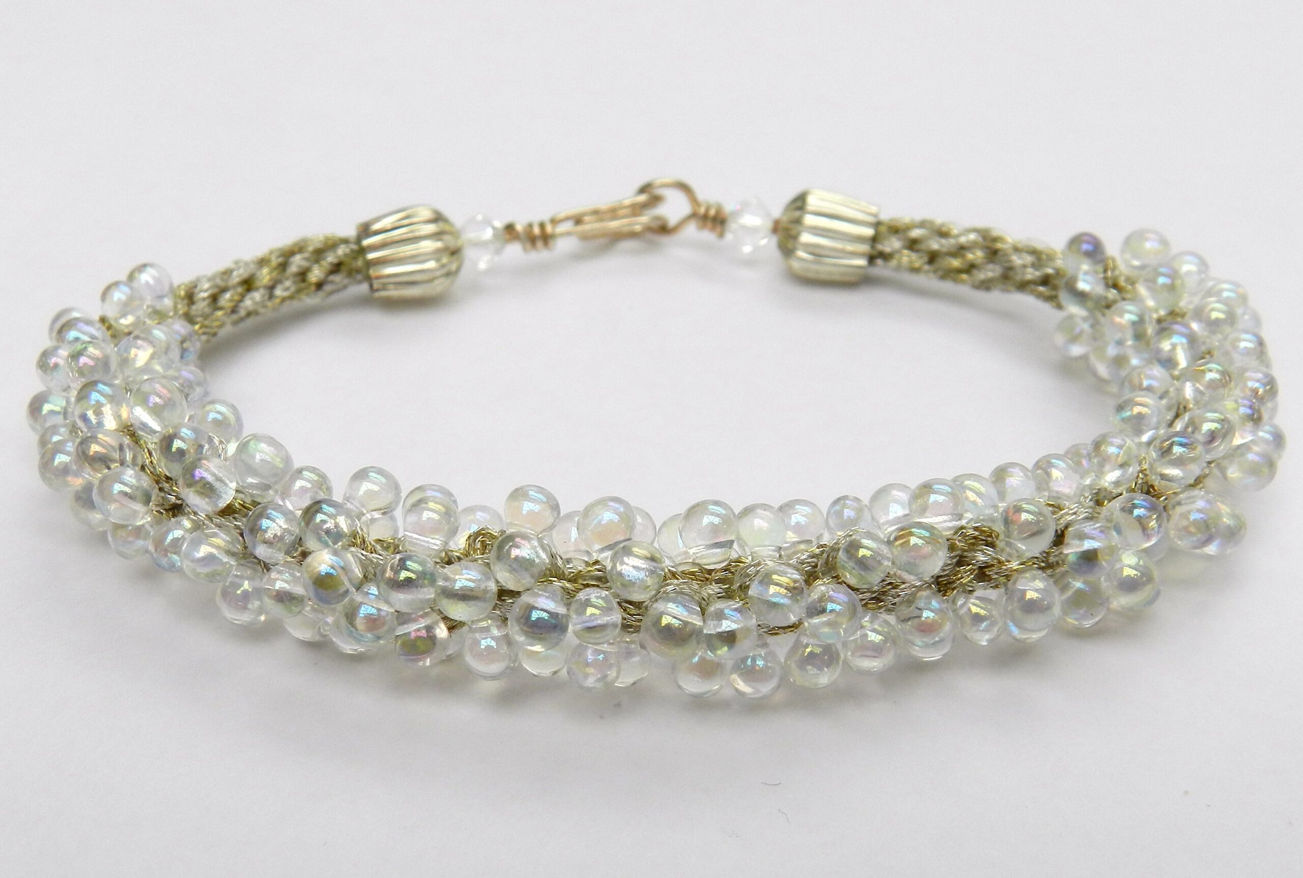 kumihimo round braid silver drop bracelet