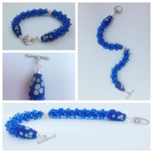 Blue Magatama Kumihimo Bracelet