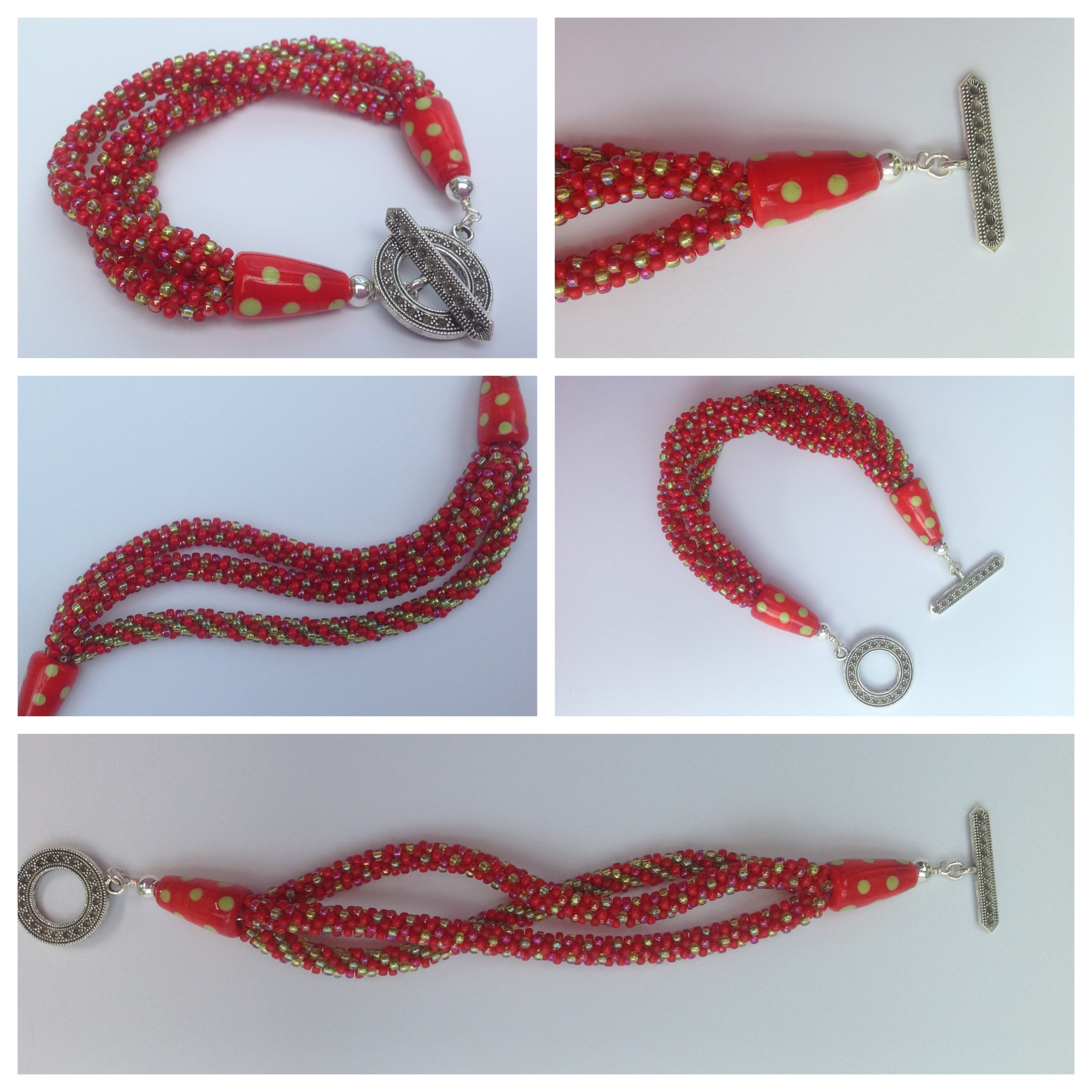 Red Multi-strand kumihimo bracelet