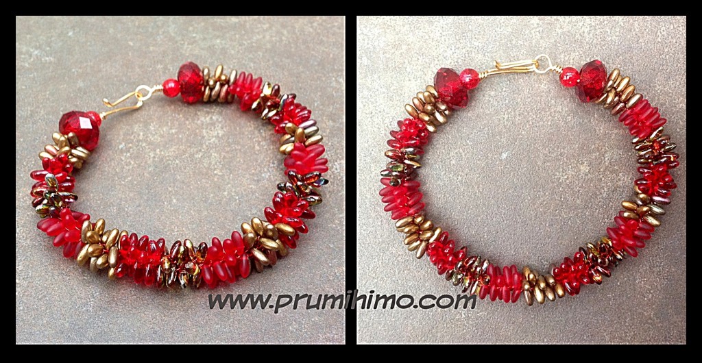 Kumihimo Bracelet made with Red Rizos