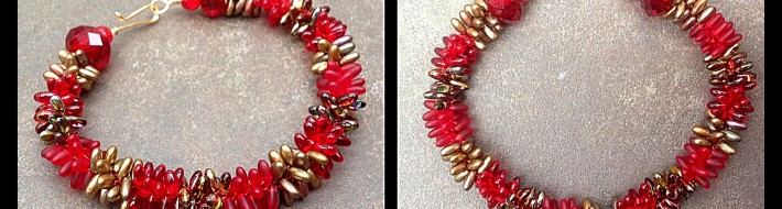 Even More Rizos! Kumihimo Bracelet made with Red Rizos