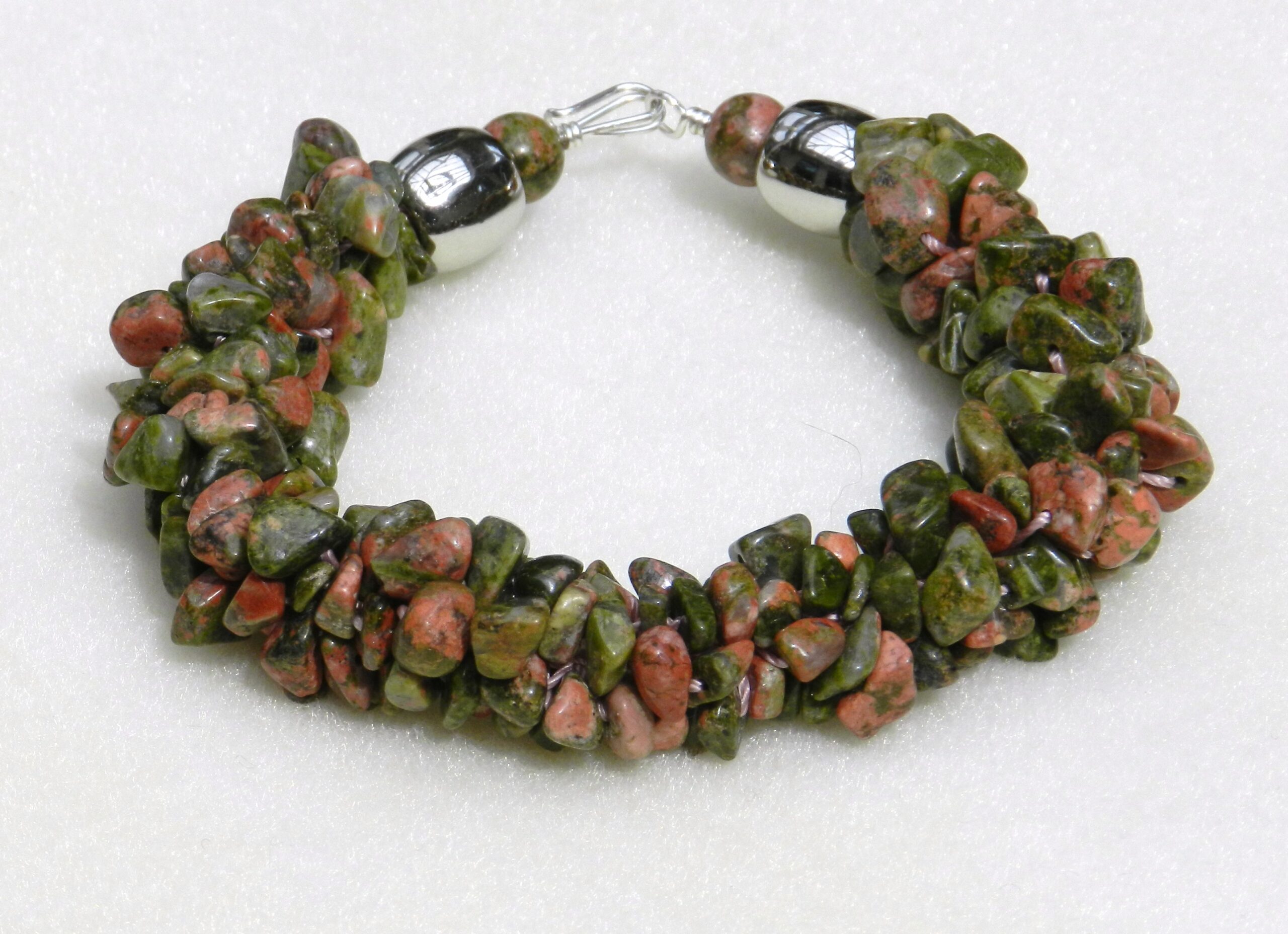 Kumihimo unakite chip bracelet