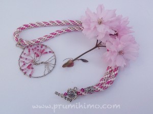 Cherry blossom kumihimo necklace