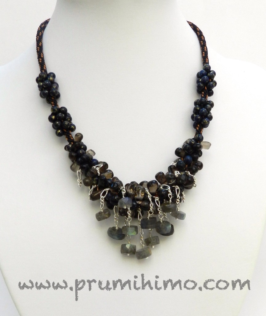 Wire and chain kumihimo necklace