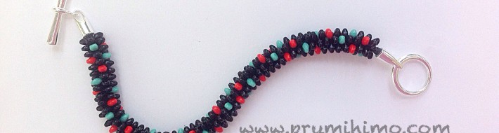 Playing with colour and texture kumihimo solo bead bracelet