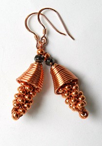 Metal seed bead kumihimo earrings