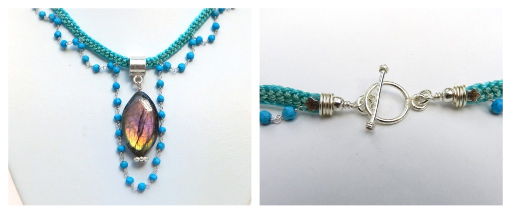 Turquoise chain and kumihimo necklace