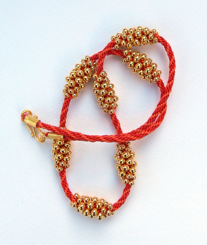 Metal seed bead kumihimo