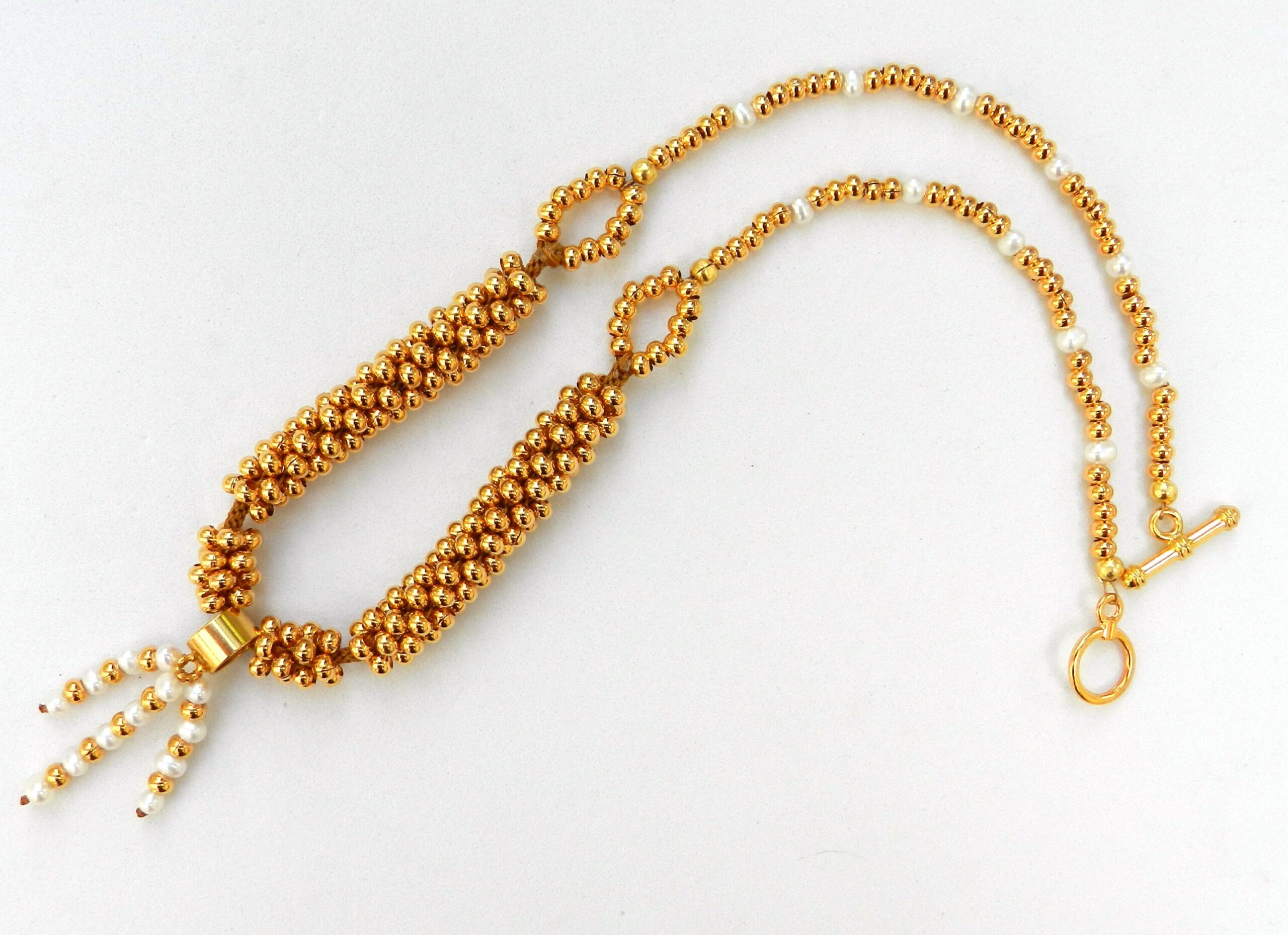 Golden beaded kumihimo necklace
