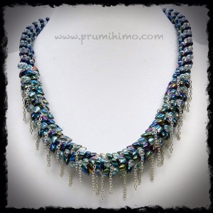 Blue Cascade kumihimo necklace