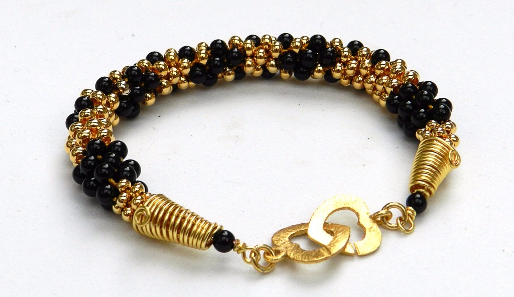 Black and Gold Kumihimo bracelet