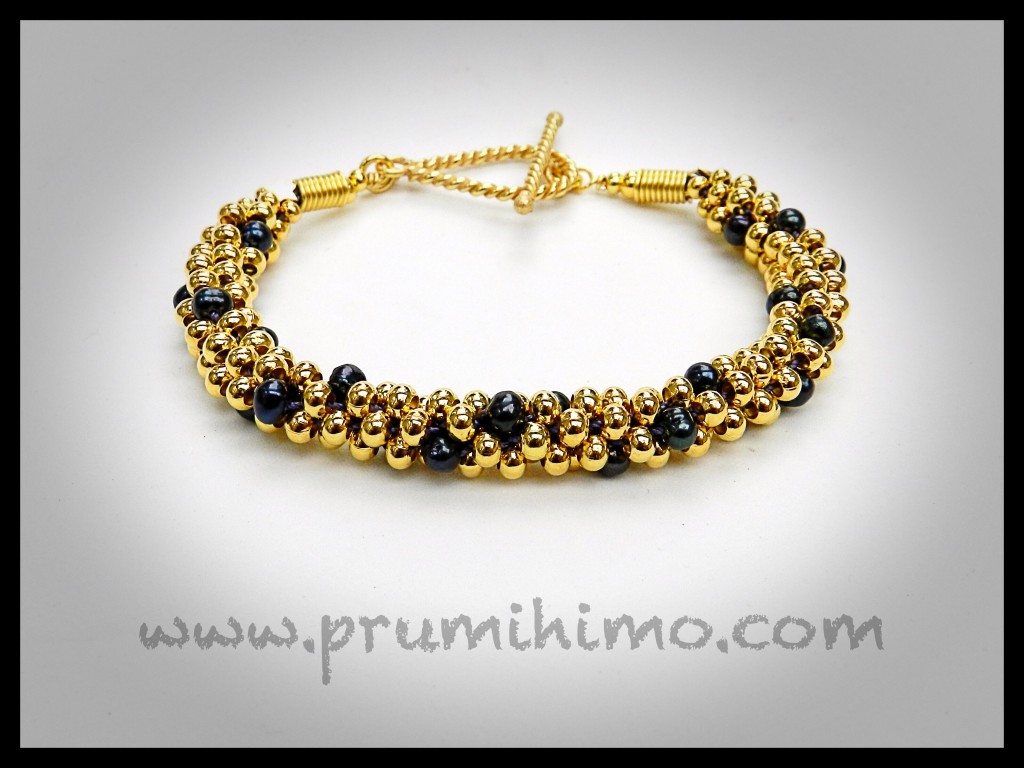 Gold and Pearl Kumihimo