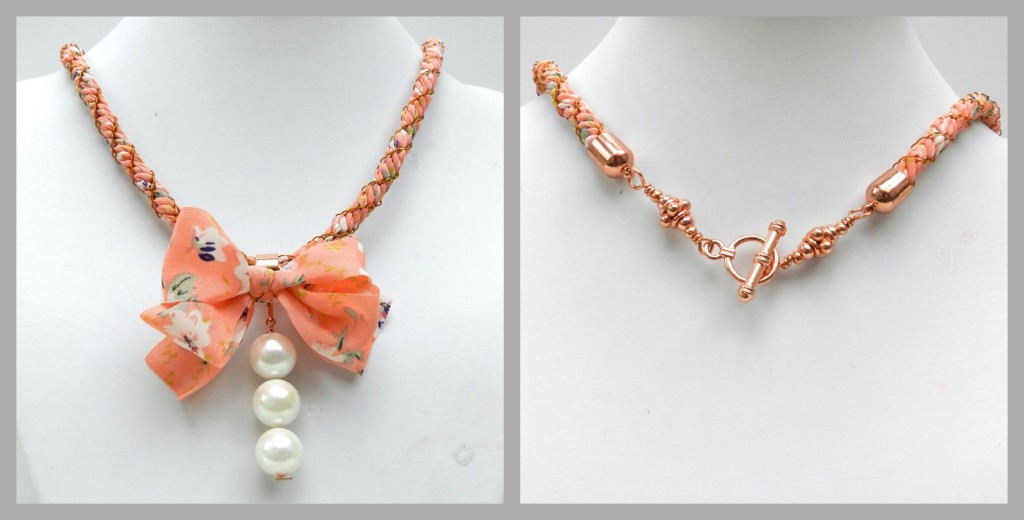 Coral bow necklace