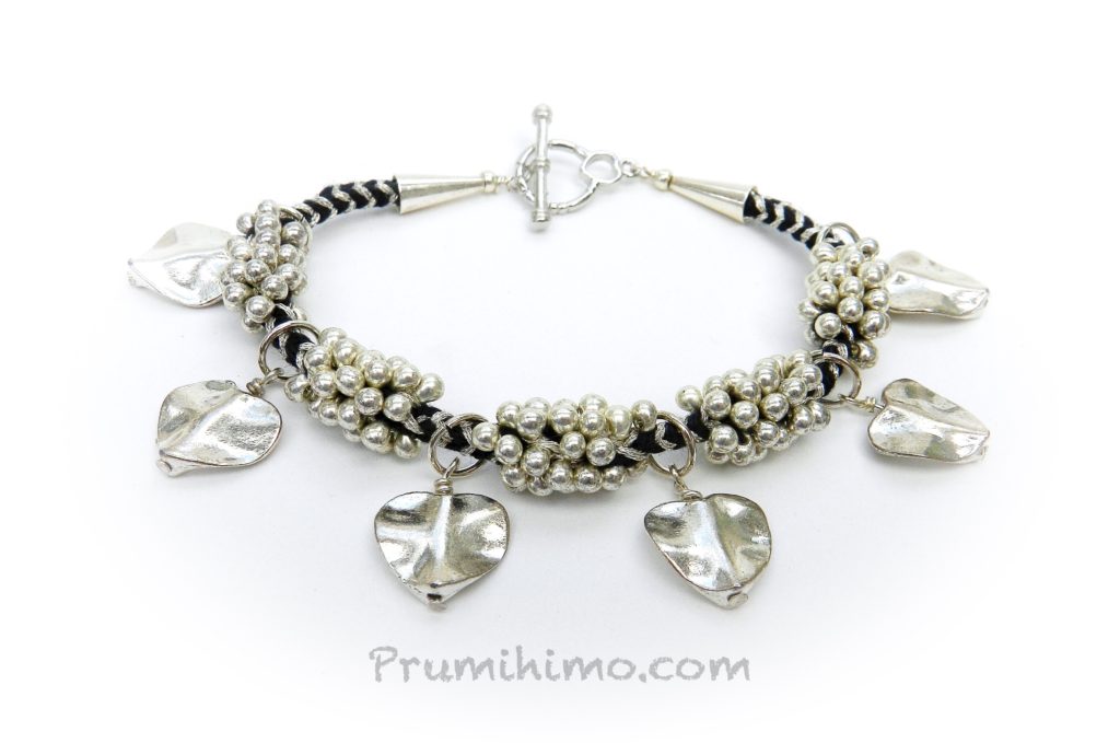 Kumihimo Leaf Charm bracelet