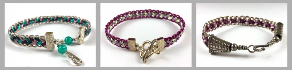 Wire kumihimo bracelets