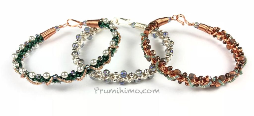 wire kumihimo bracelets